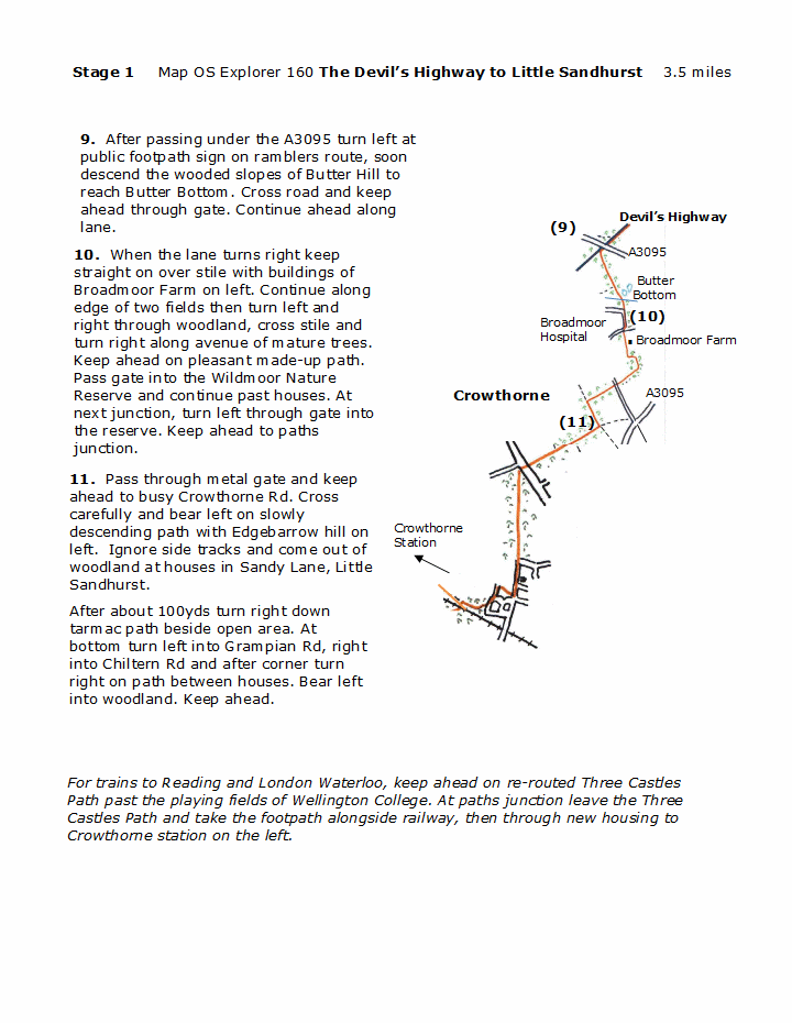 map and instructions for Thames Valley Circular Walk stage 1
