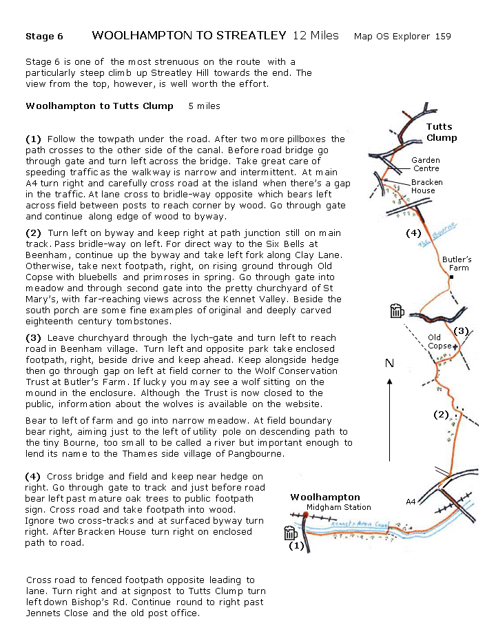 map and instructions for Thames Valley Circular Walk stage 6