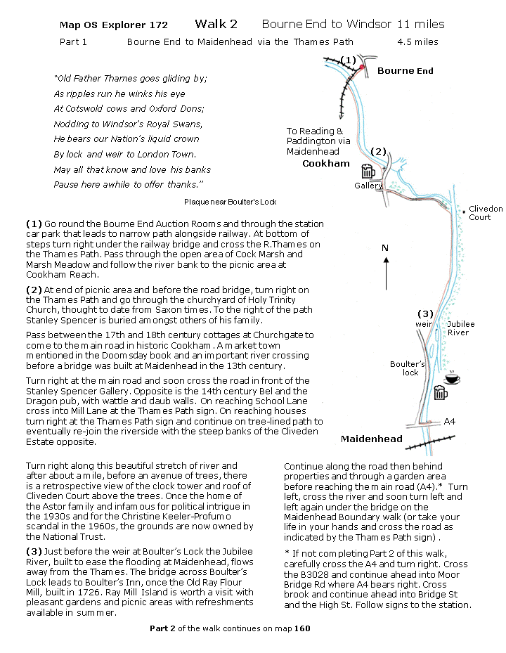 map and instructions for Walk Around Reading 2