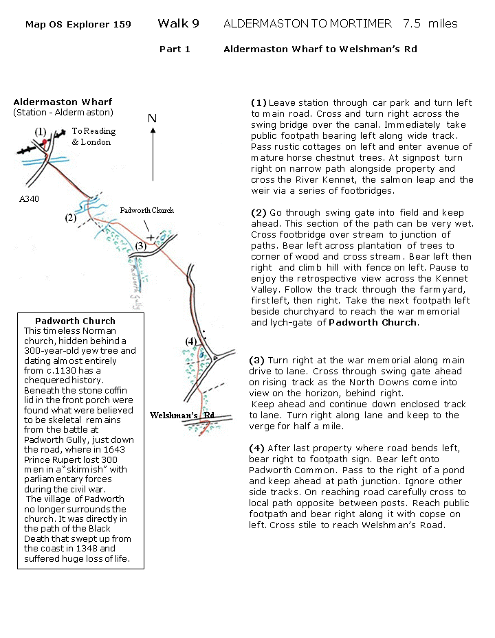 map and instructions for Walk Around Reading 9